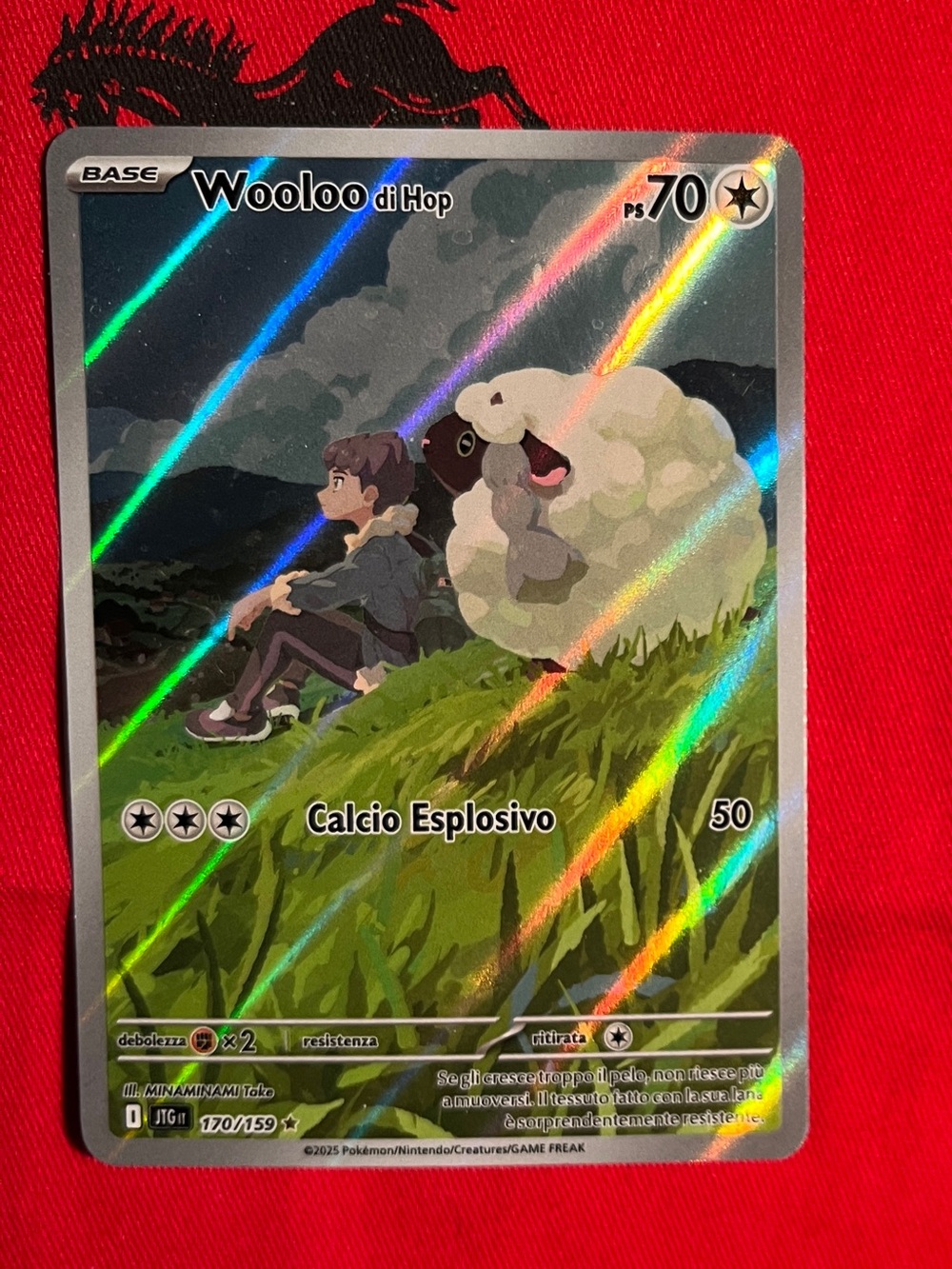 Pokemon Hop’s Woolo Italian Holographic Card - White, Green, Black